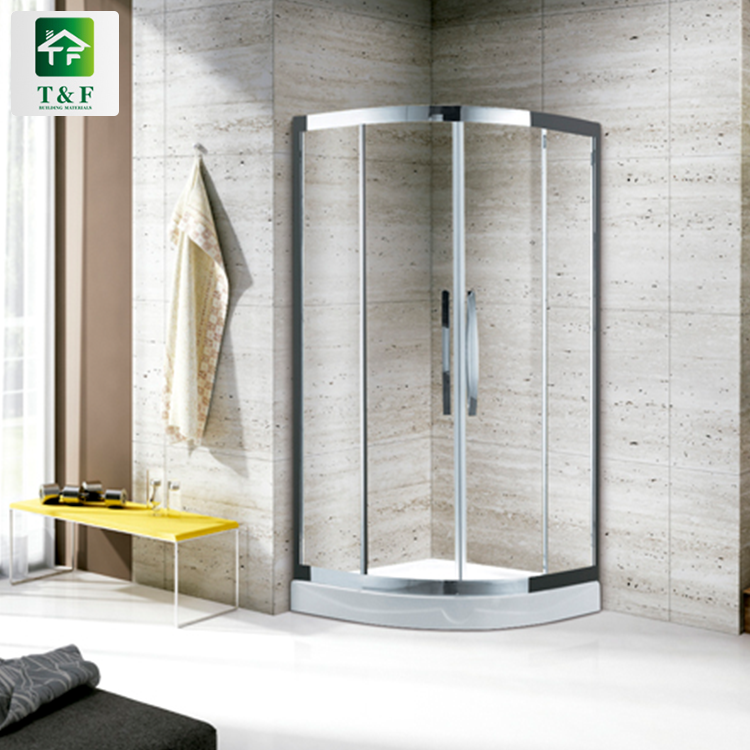 New Design Bathroom Arc Glass Door Shower Black with Gold Stainless Steel Frame Showers Room