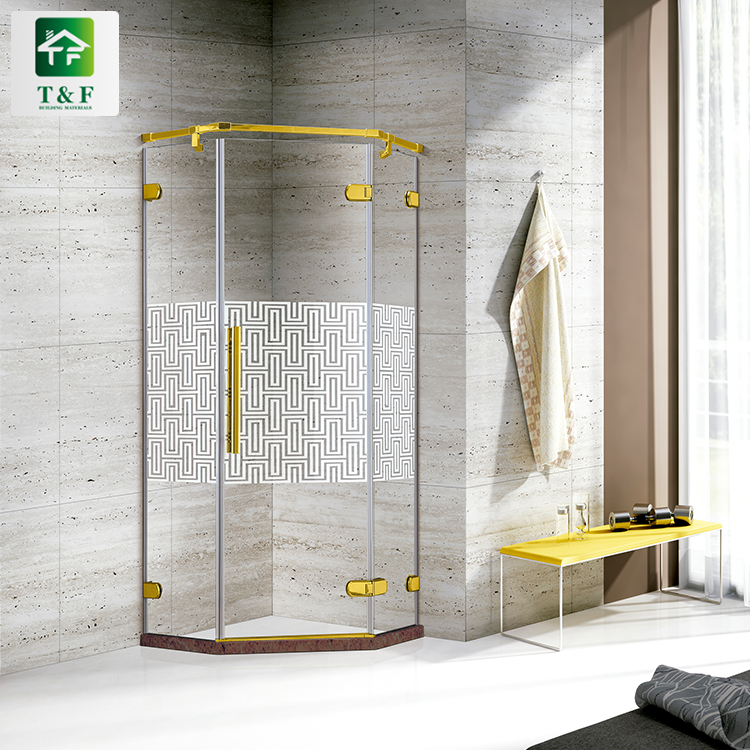 Design Luxury Sliding Tempered square Glass Toilet Stainless Steel Frame Shower Box Shower Room