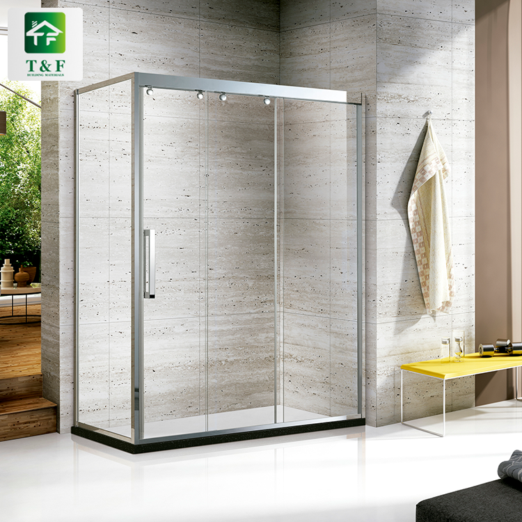 Design Luxury Sliding Tempered square Glass Toilet Stainless Steel Frame Shower Box Shower Room