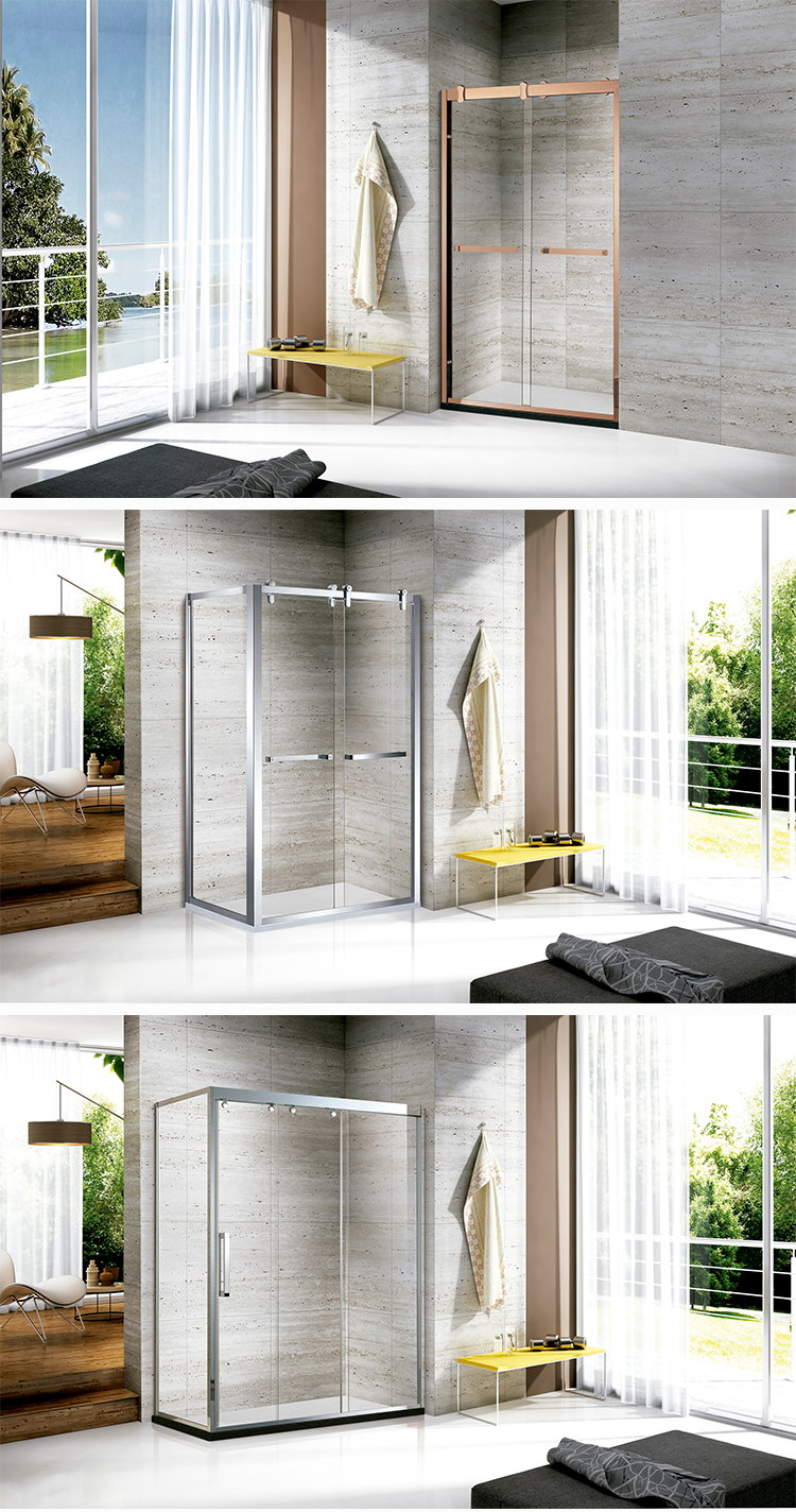 Design Luxury Sliding Tempered square Glass Toilet Stainless Steel Frame Shower Box Shower Room