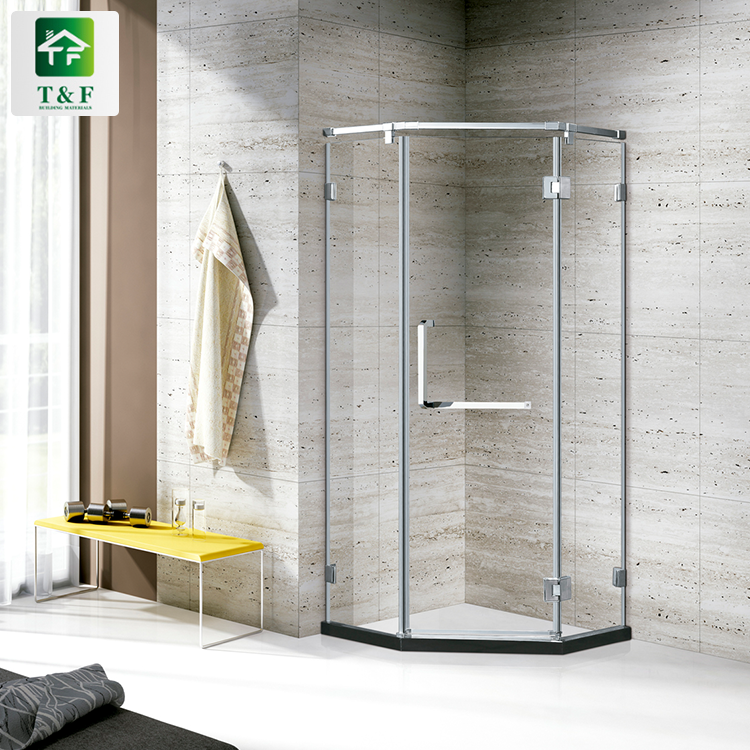 High Quality Hinge Door 8mm Tempered Glass Bathroom Shower Room with Stainless Steel Frame Rectangle Shower Room
