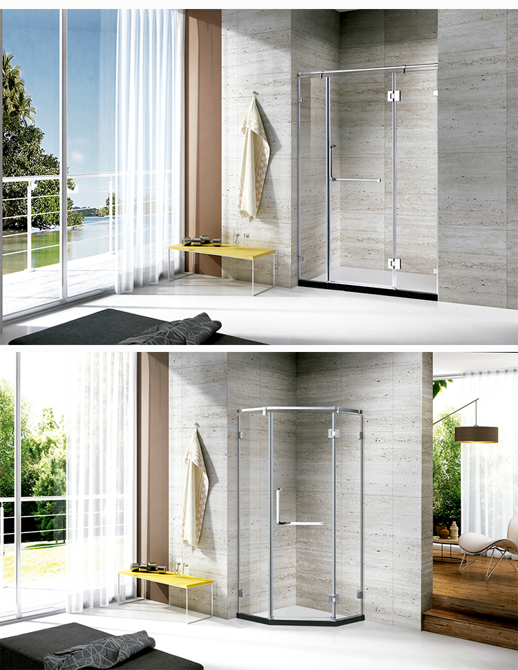 High Quality Hinge Door 8mm Tempered Glass Bathroom Shower Room with Stainless Steel Frame Rectangle Shower Room