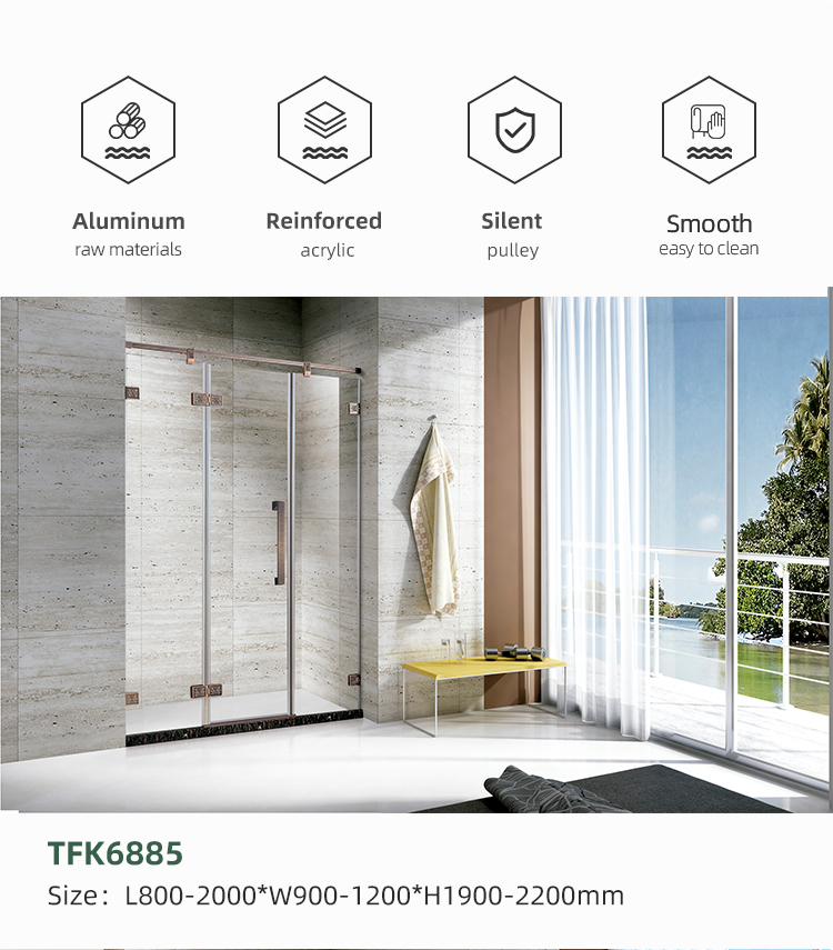 Modern Straight Hinge Glass Square Shower Box Door Rectangle Stainless Steel Enclosed Bathroom Shower Room