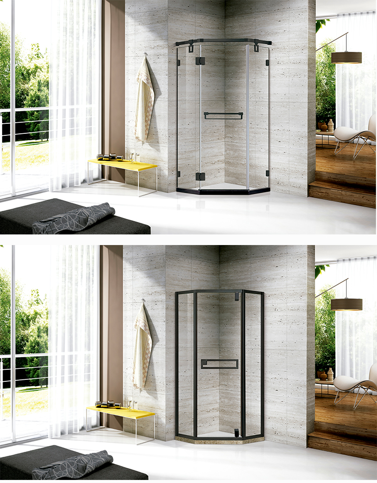 Modern Straight Hinge Glass Square Shower Box Door Rectangle Stainless Steel Enclosed Bathroom Shower Room