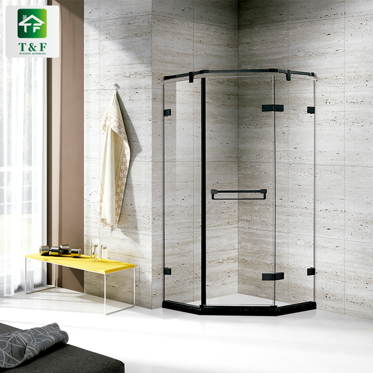 Tempered Glass Shower Room Luxury Bathroom Equipment Gold Stainless Steel Frame Shower Enclosure