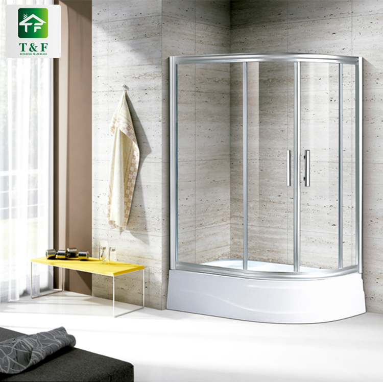 Cheap Simple Arc Bathroom 8mm Tempered Glass Shower Cabin Outdoor Corner Shower Enclosure Rooms