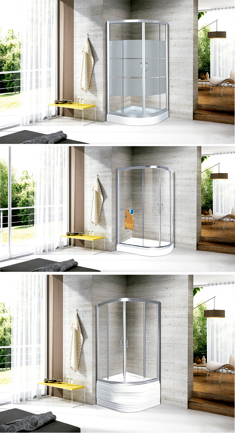 Cheap Simple Arc Bathroom 8mm Tempered Glass Shower Cabin Outdoor Corner Shower Enclosure Rooms
