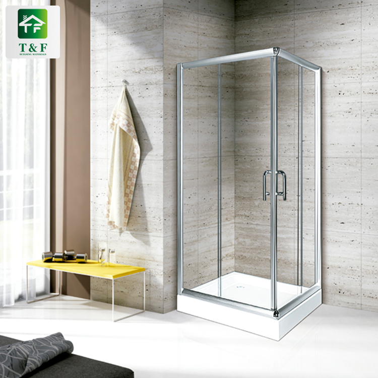 Bathroom 8mm Tempered Glass Door Sliding Stainless Steel Frame Rectangular Box Shower Room