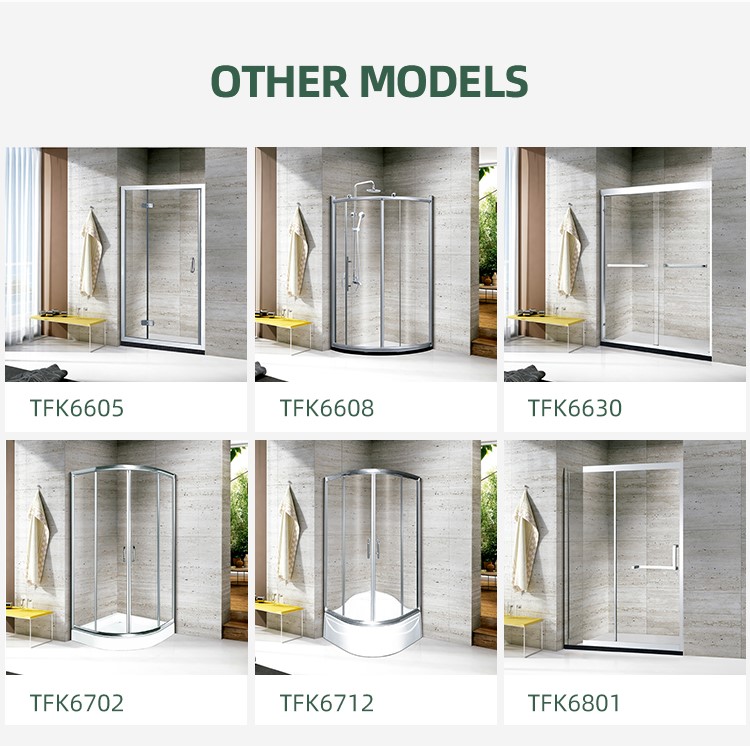 Bathroom 8mm Tempered Glass Door Sliding Stainless Steel Frame Rectangular Box Shower Room