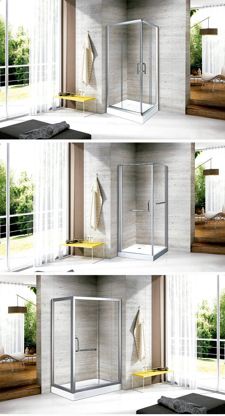 Bathroom 8mm Tempered Glass Door Sliding Stainless Steel Frame Rectangular Box Shower Room