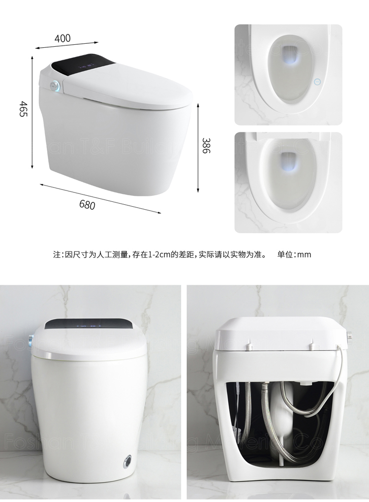 Modern Luxury Bathroom Wc Sanitary Ware Intelligent Automatic Flush Electric One Piece Ceramic Tankless Bidet Smart Toilet