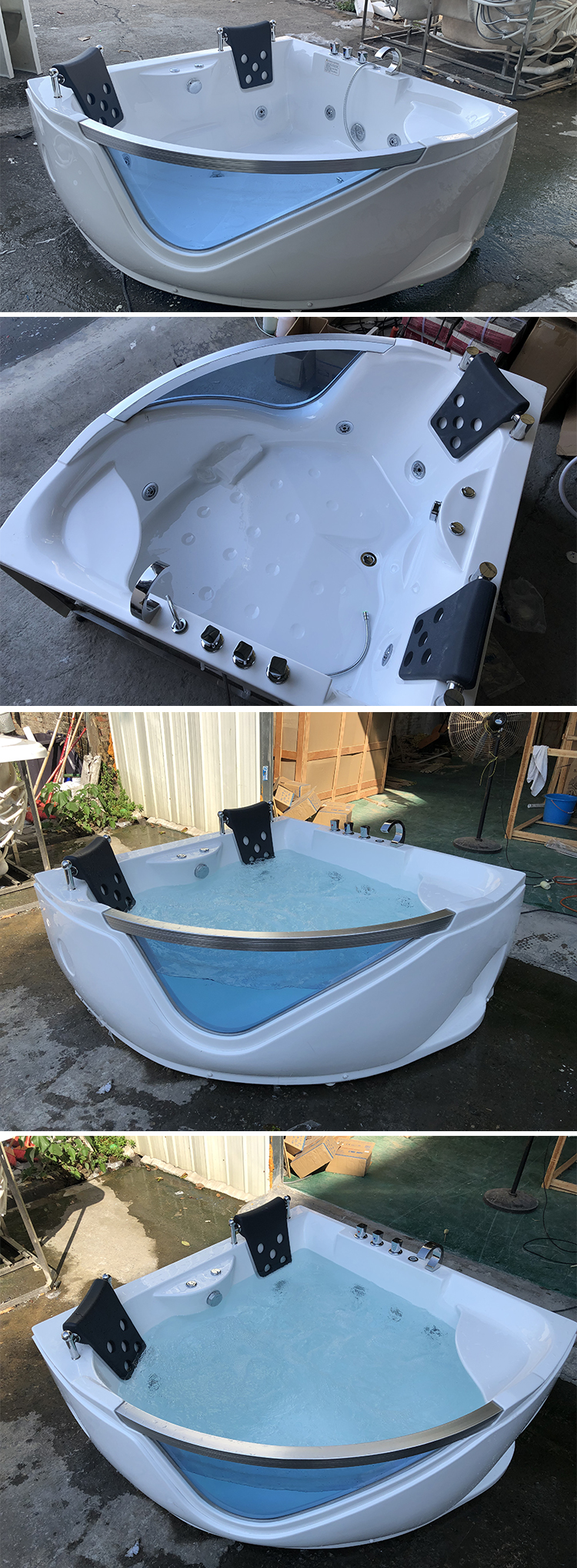 Hot Sale Acrylic Material Freestanding Corner Jaccuzi Bath Tub Air Spa Jet Whirlpool Massage Bathtub