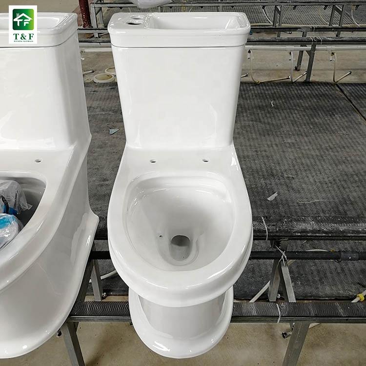 Siphonic Modern Toilet Bathroom Ceramic Bowl Sanitary Ware Soft Cover Seat One Piece Wc Public Toilet With Sink