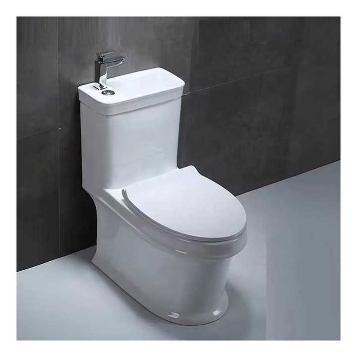 Siphonic Modern Toilet Bathroom Ceramic Bowl Sanitary Ware Soft Cover Seat One Piece Wc Public Toilet With Sink