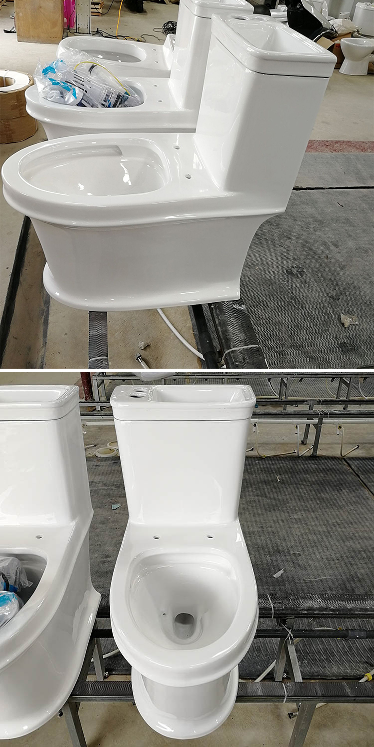 Siphonic Modern Toilet Bathroom Ceramic Bowl Sanitary Ware Soft Cover Seat One Piece Wc Public Toilet With Sink