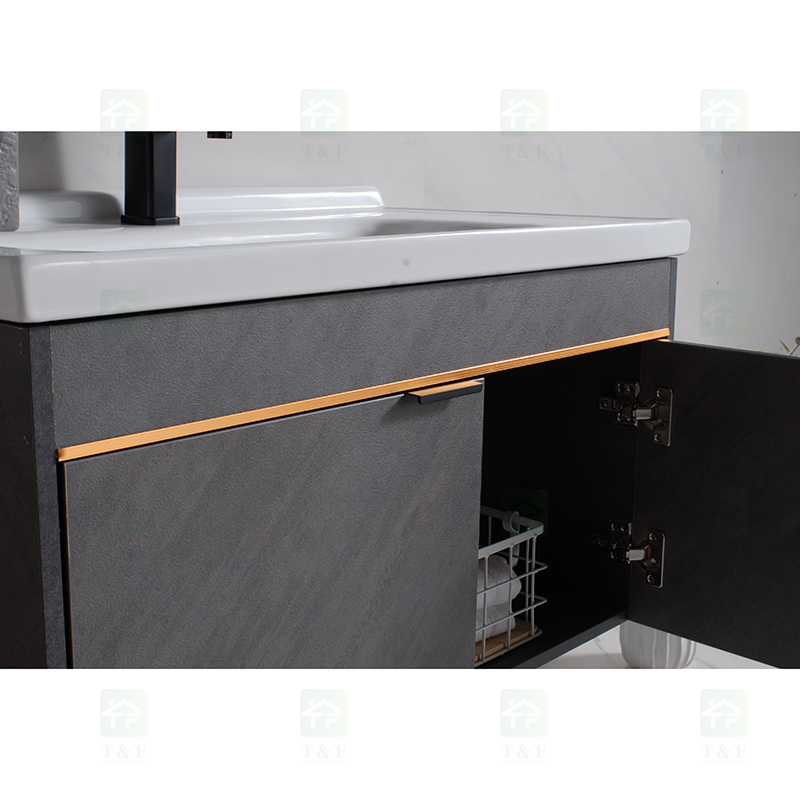 Modern Black Gray 24 to 40 Inches Solid Wood Floating Vanity Washroom Bathroom Vanity Cabinet Combo