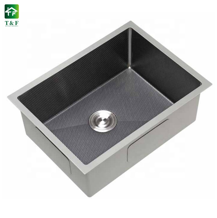 Black Stainless Steel Drain Board Single Double Bowl Square Crystal Surface Undermount Handmade Kitchen Sink