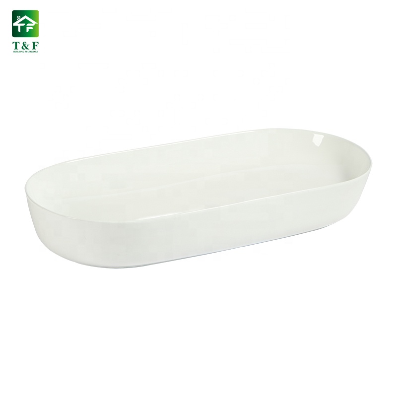 Premium Ceramic Oval Shape Ceramic Bathroom Vessel Vanity Art Hand Wash Basin Sink Above Countertop