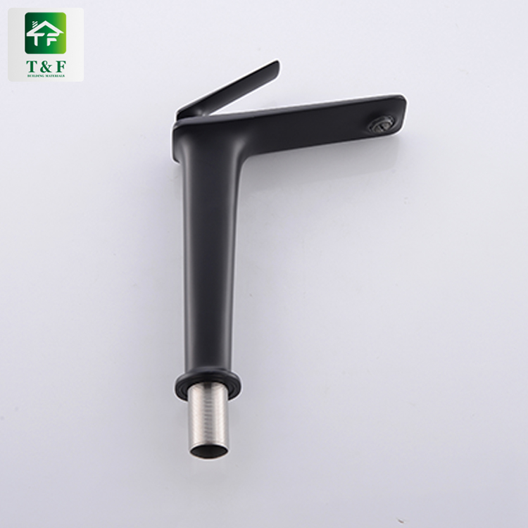 High Quality Black Sanitary Single Hole Brass Bathroom Vanity Wash Basin Sink Mixer Tall Waterfall Faucet
