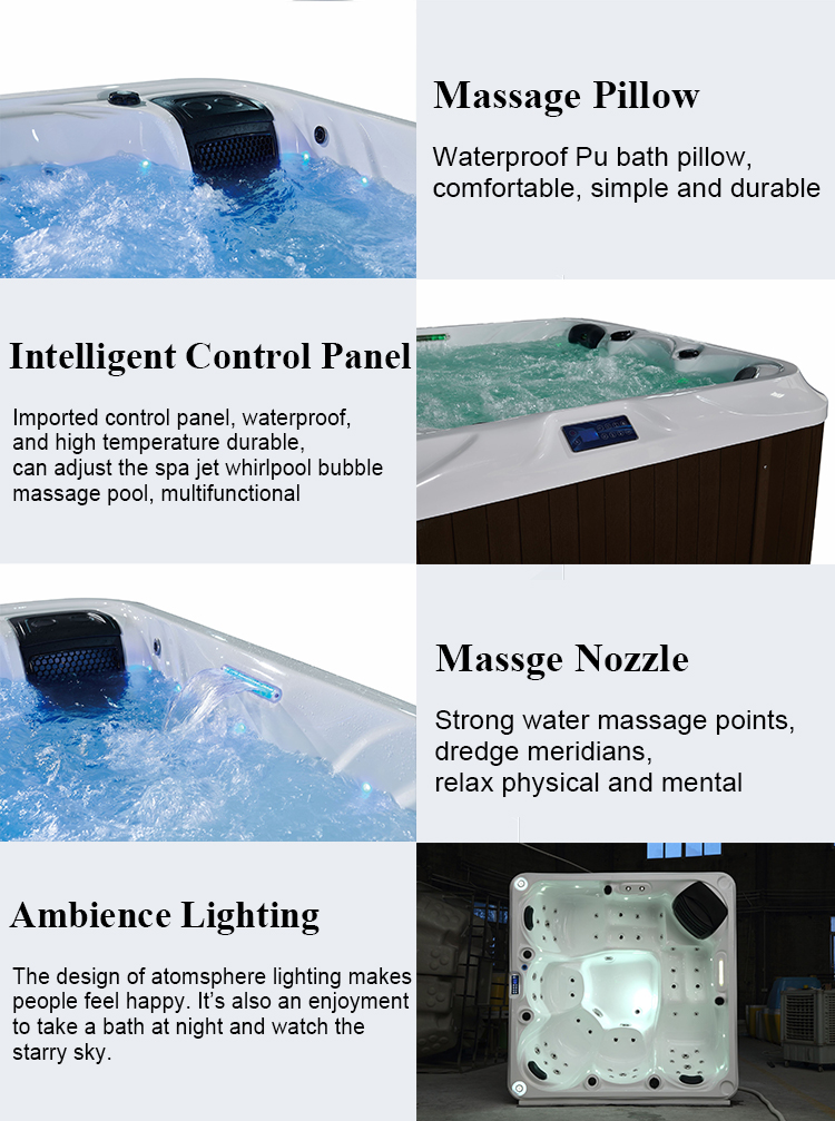 Modern Luxurious Acrylic 5 Person Swimming Bathtub Spa Whirlpool Hot Tubs and Spas Outdoor