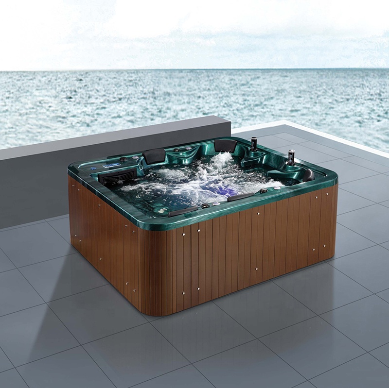 Freestanding Whirlpool Bathtub Large Outdoor Swim Pool Wood Acrylic Shell Spa Massage Hot Tub