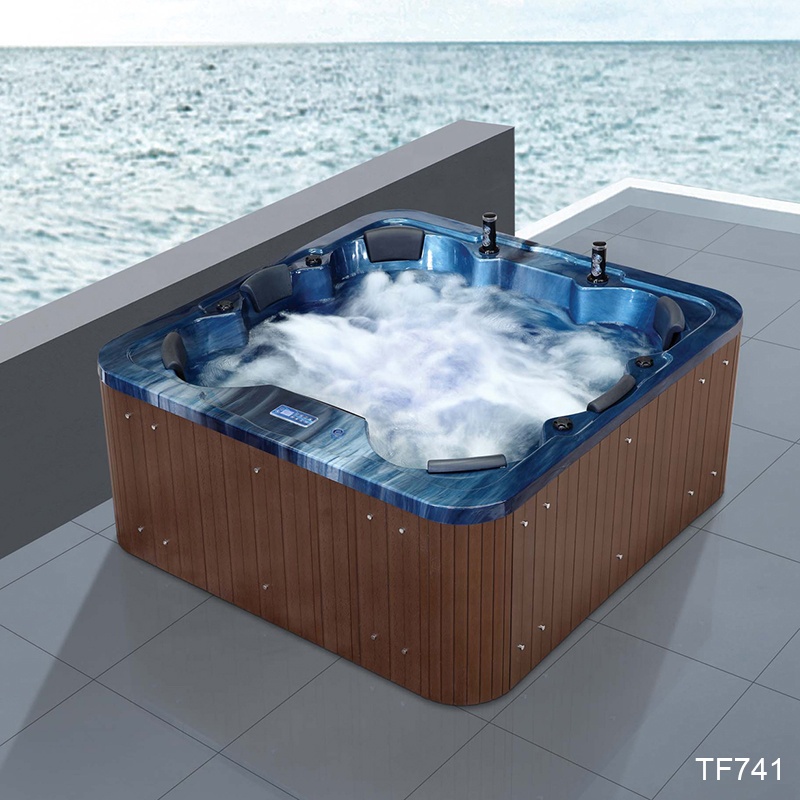 Freestanding Whirlpool Bathtub Large Outdoor Swim Pool Wood Acrylic Shell Spa Massage Hot Tub