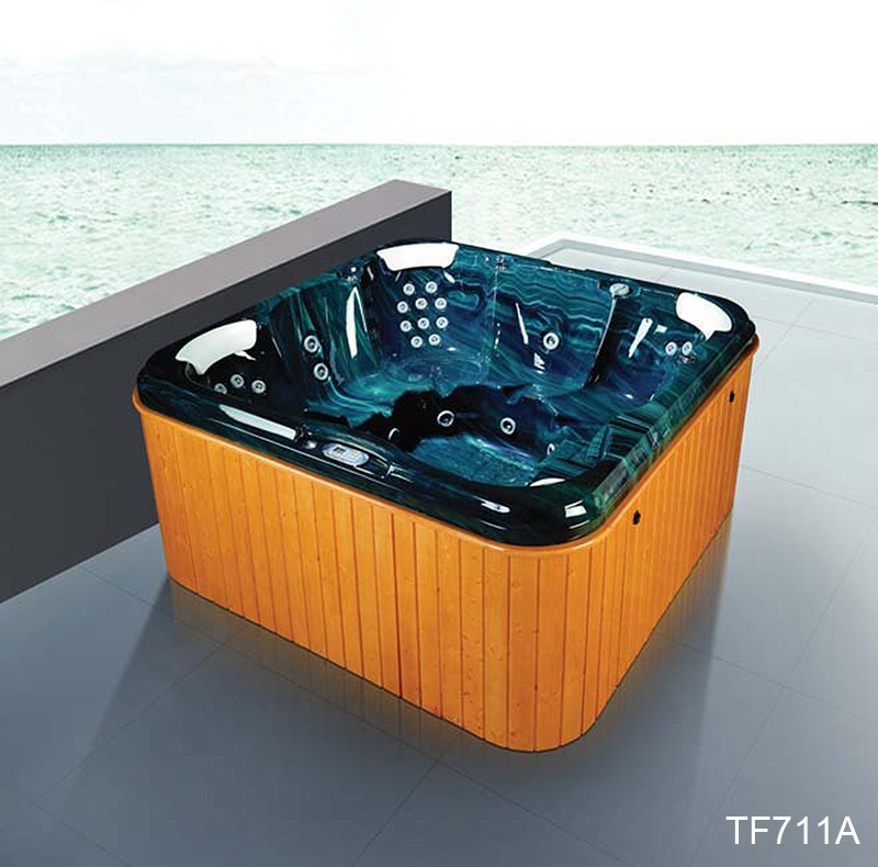 Freestanding Whirlpool Bathtub Large Outdoor Swim Pool Wood Acrylic Shell Spa Massage Hot Tub