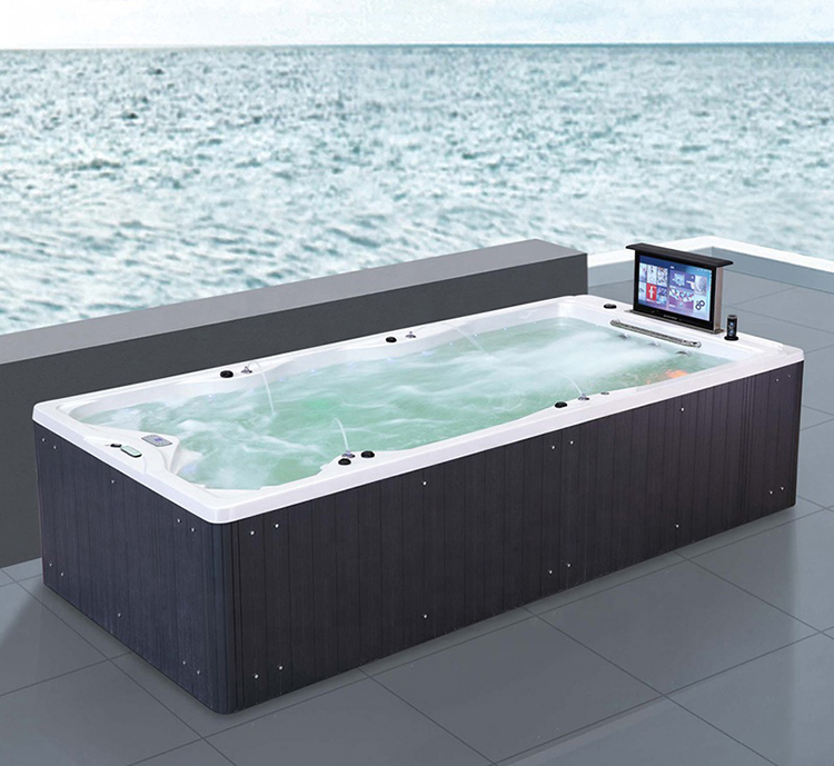 Freestanding Whirlpool Bathtub Large Outdoor Swim Pool Wood Acrylic Shell Spa Massage Hot Tub