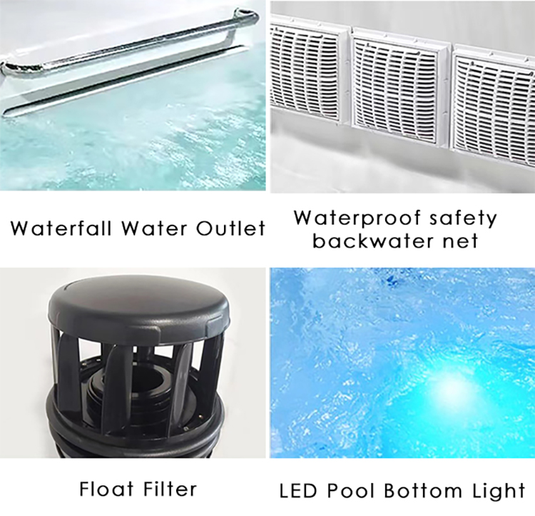 Freestanding Whirlpool Bathtub Large Outdoor Swim Pool Wood Acrylic Shell Spa Massage Hot Tub