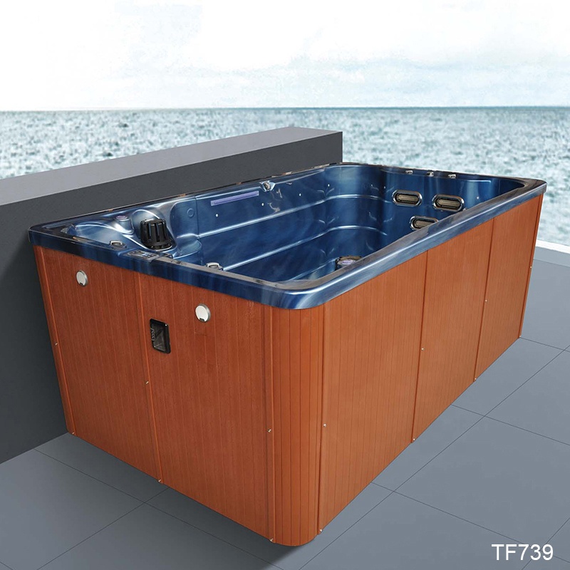 Chinese Factory Wholesale Outdoor Swim Spa 8 Person Wooden Acrylic Bath Hot Tubs and Garden Spas