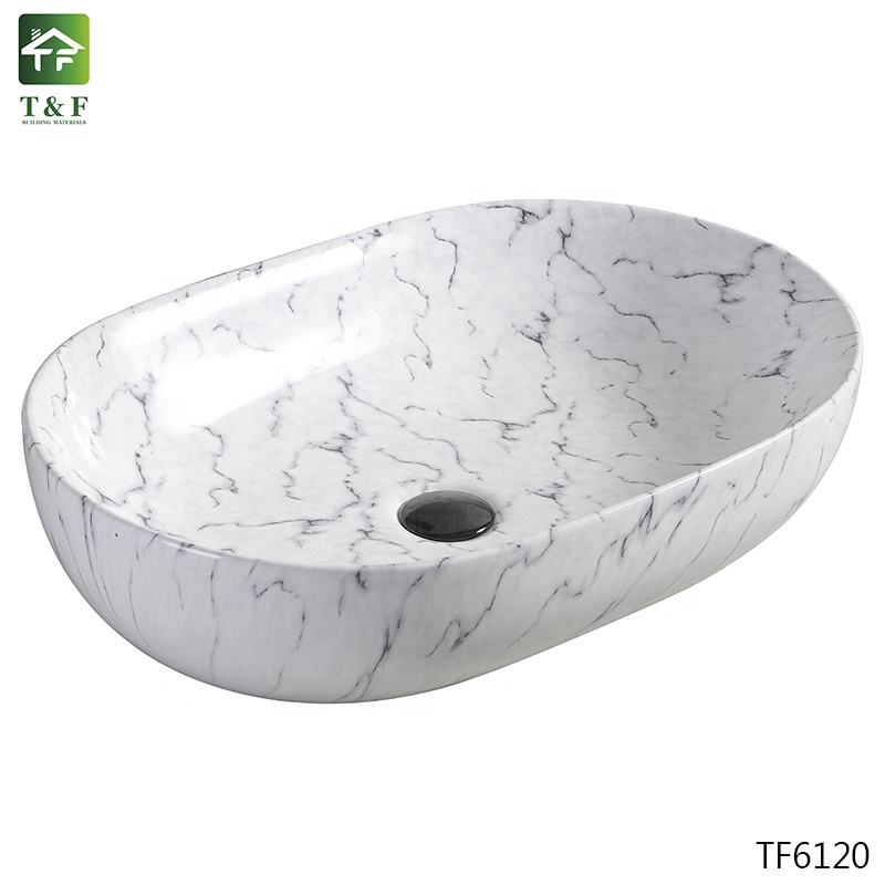 Bathroom Luxury Hotel Vanity Basin Porcelain Marble Look Ceramic Art Wash Basin Countertop Vessel Sink