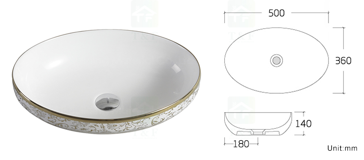 Bathroom Golden Sink Wastafel Gold Luxury Hotel Vanity Basin Ceramic Art Wash Basin Countertop Vessel Sink