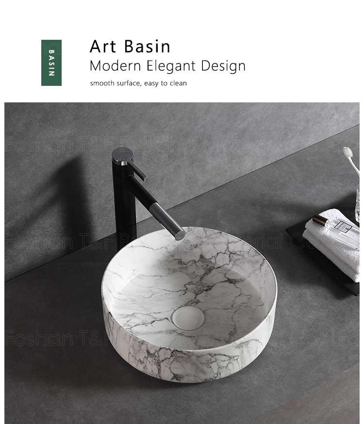 Countertop Carrara White Marble Stone Ceramic Wash Hand Basin Bathroom Vessel Sinks Face Bowls