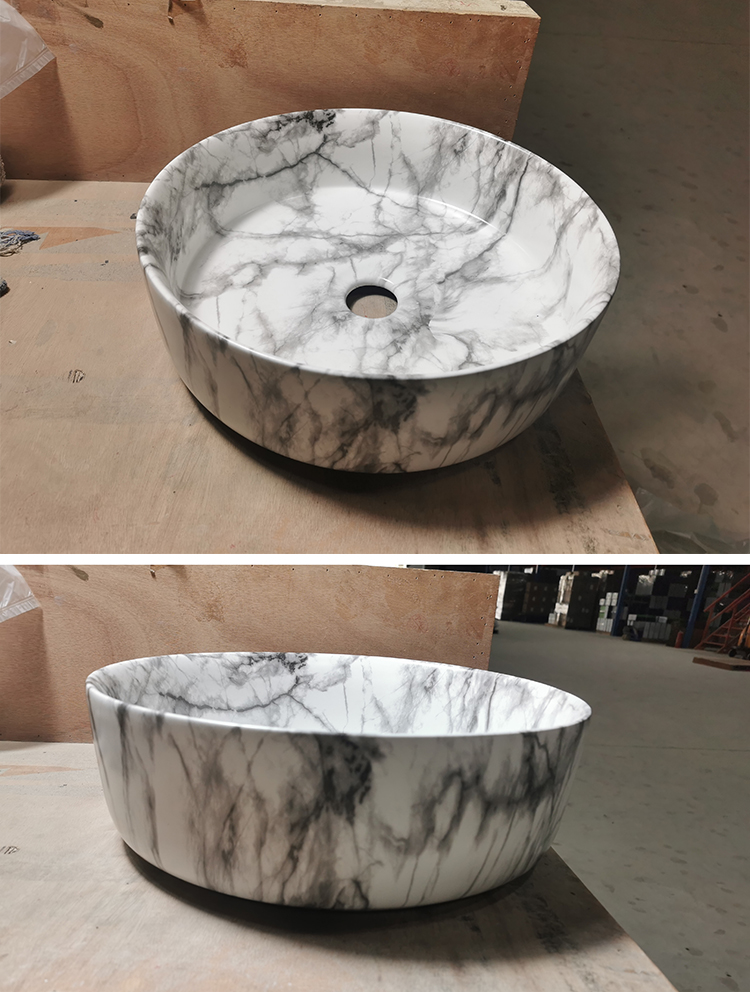 Countertop Carrara White Marble Stone Ceramic Wash Hand Basin Bathroom Vessel Sinks Face Bowls