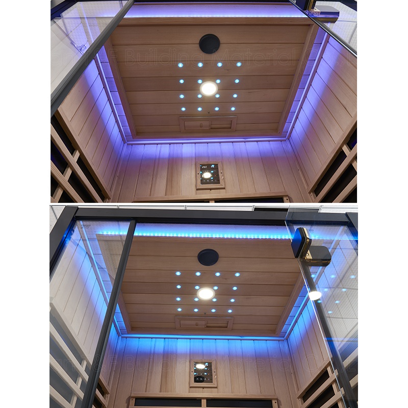 Custom Size Wood Infrared Home Indoor Enclosed Bath Sauna 2 Person Steam Shower Combination Room