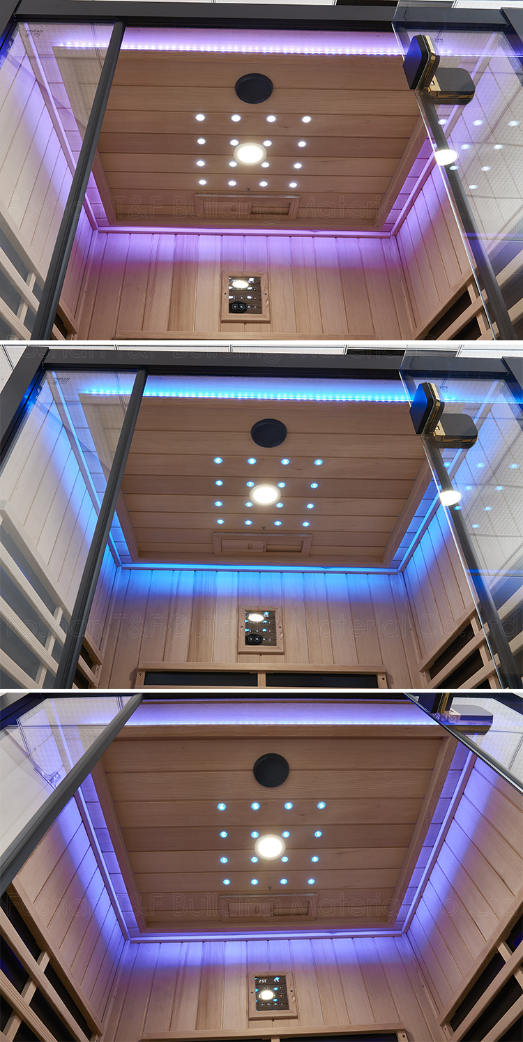 Custom Size Wood Infrared Home Indoor Enclosed Bath Sauna 2 Person Steam Shower Combination Room