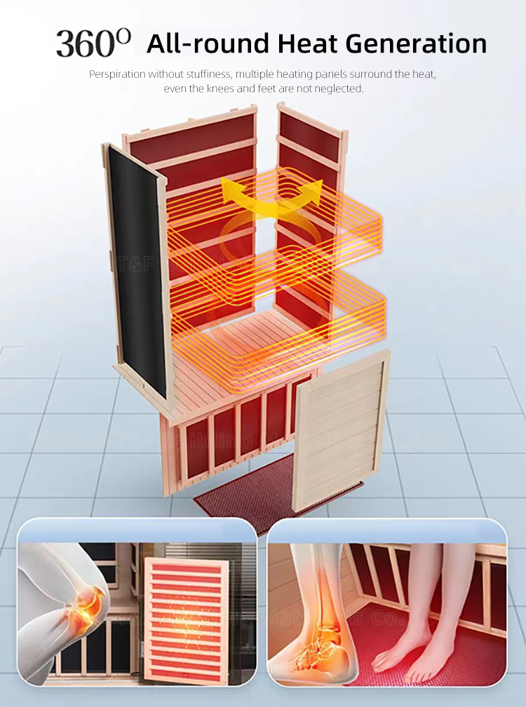 Person Luxury Far Infrared Spa Steam Bath Cabin Solid Wood Traditional Dry Steam Sauna Room