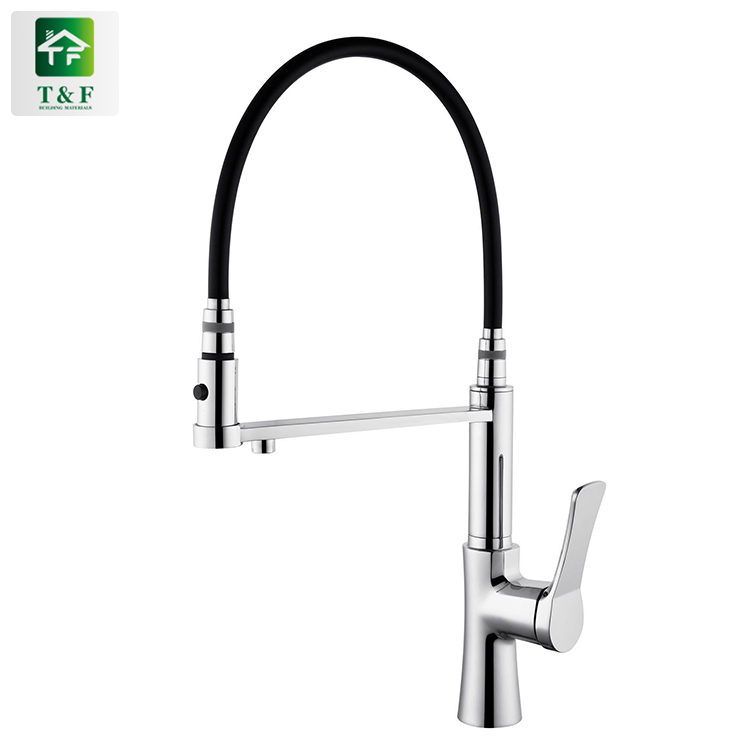 Brass Long Neck Kitchen Mixer Tap With Pull Spray Sanitary Ware Kitchen Faucet