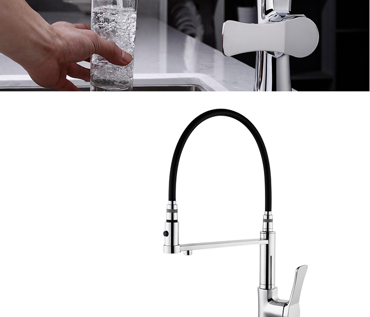 Brass Long Neck Kitchen Mixer Tap With Pull Spray Sanitary Ware Kitchen Faucet