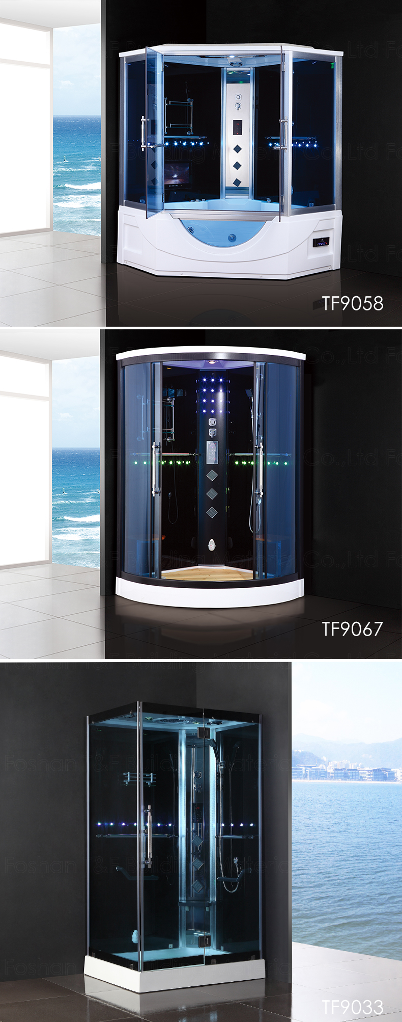 Modern Indoor Home Bathroom Whirlpool Tub Shower Cabin Enclosed Sauna Bath Shower Steam Rooms