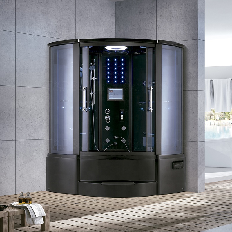 Integrated Acrylic Top Shower Steam Room Wet Sauna Combo Hydromassage Whirlpool Bath Cabin