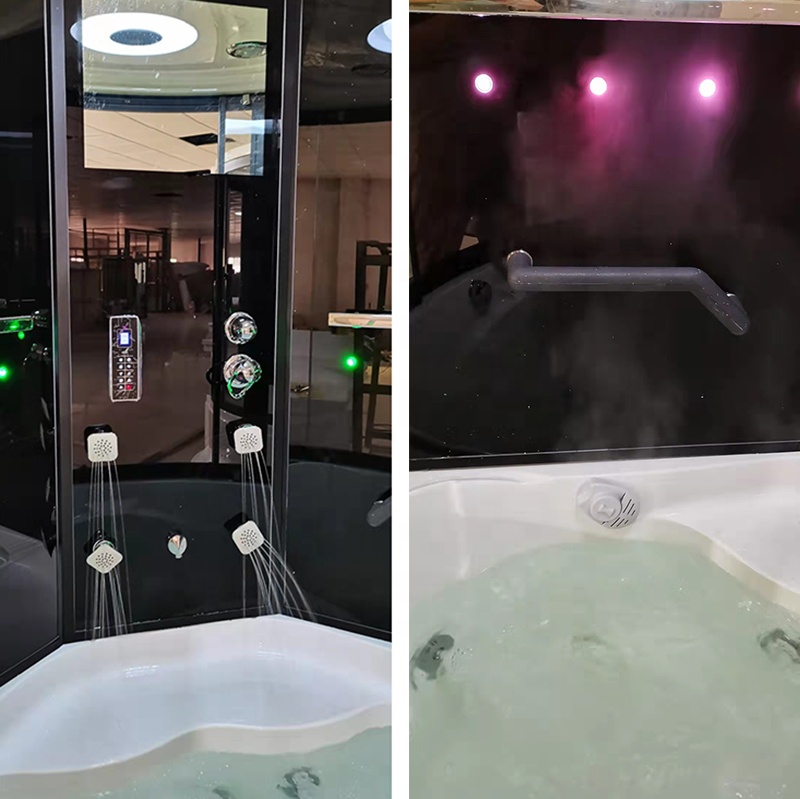 Integrated Acrylic Top Shower Steam Room Wet Sauna Combo Hydromassage Whirlpool Bath Cabin