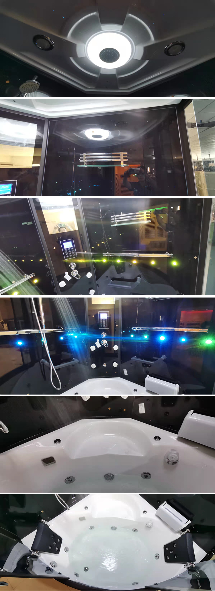 Integrated Acrylic Top Shower Steam Room Wet Sauna Combo Hydromassage Whirlpool Bath Cabin
