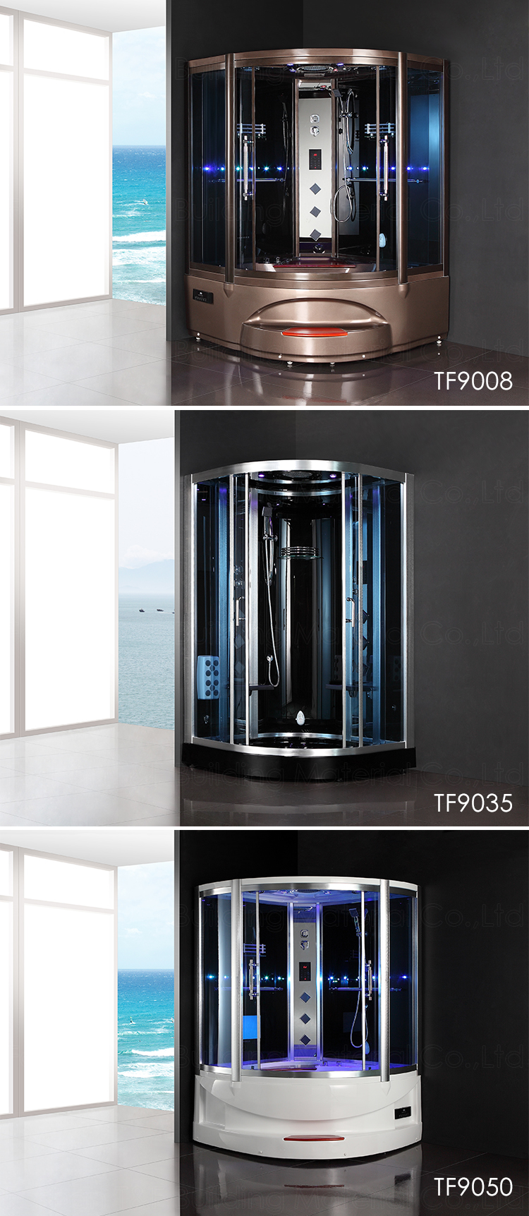 Integrated Acrylic Top Shower Steam Room Wet Sauna Combo Hydromassage Whirlpool Bath Cabin