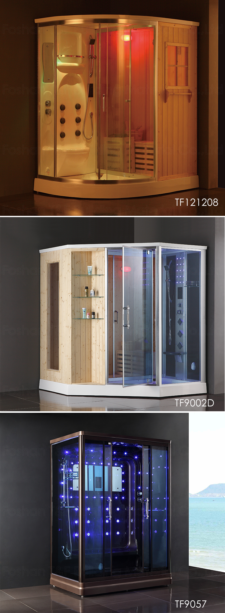 Integrated Acrylic Top Shower Steam Room Wet Sauna Combo Hydromassage Whirlpool Bath Cabin