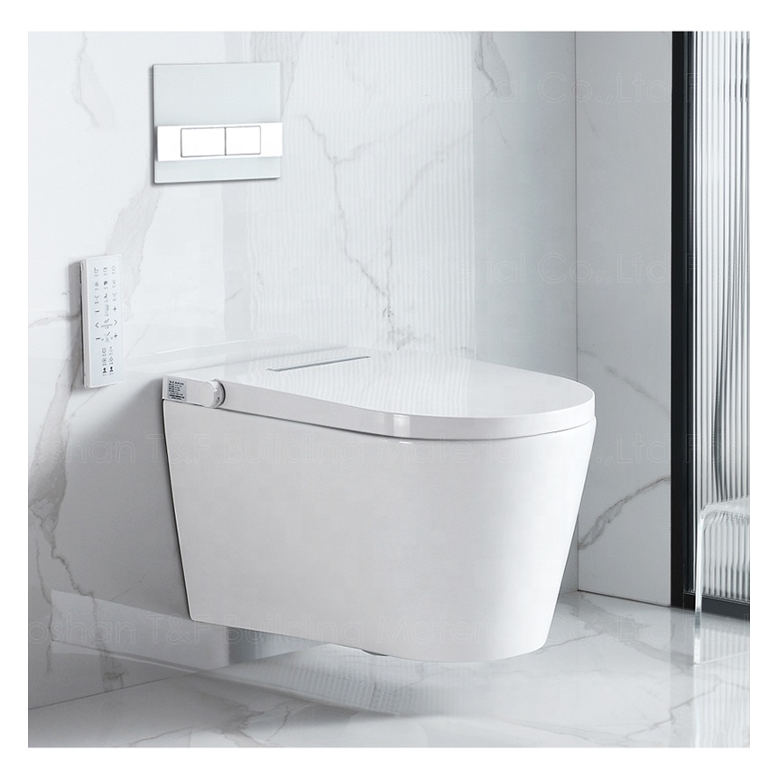 New Design ECO Toilet Bowl Set Bathroom Intelligent Ceramic Rimless Wall Hung Smart Toilet