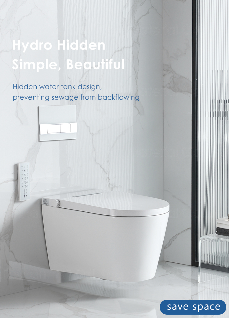 New Design ECO Toilet Bowl Set Bathroom Intelligent Ceramic Rimless Wall Hung Smart Toilet