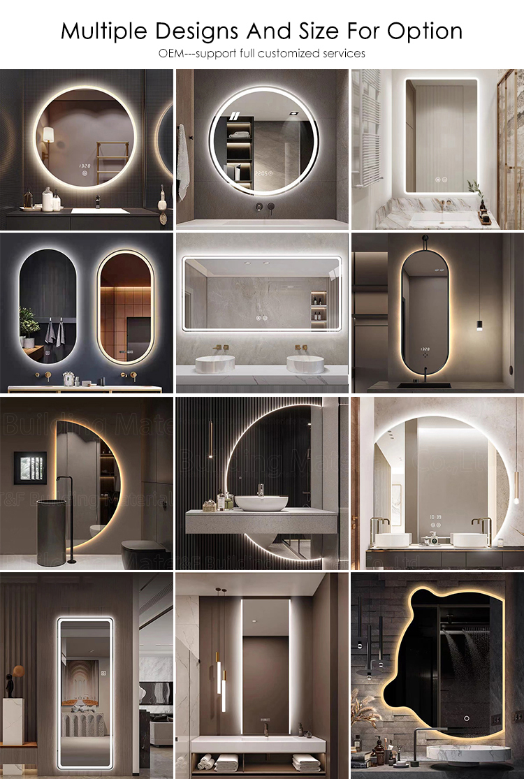 Modern Frameless Round Backlit LED Bathroom Mirror Smart Illuminated Mirror Decorative Wall Bath Mirrors