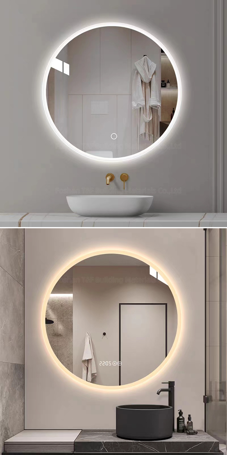 Modern Frameless Round Backlit LED Bathroom Mirror Smart Illuminated Mirror Decorative Wall Bath Mirrors
