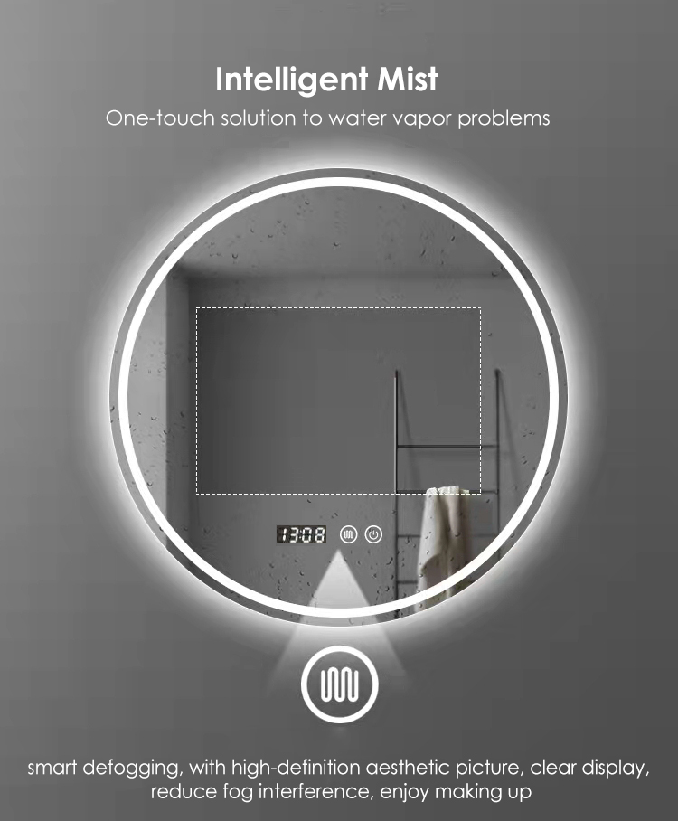 Customized Anti Fog Touch Screen Dimmer Waterproof Light Smart LED Bathroom Mirror